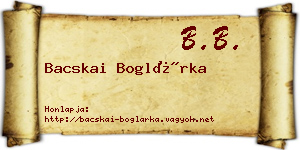 Bacskai Boglárka névjegykártya
